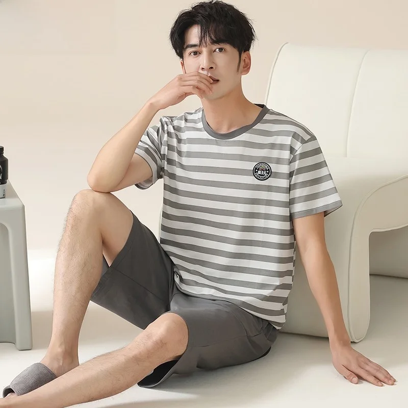 [Класс антибактериальной лайкры против клещей] Мужские пижамы с тремя