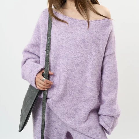 Женский весенний свитер из смеси шерсти 35% на одно плечо, вязаные пуловеры, сексуальный свитер, топы, женские пуловеры, модные Pull Femme