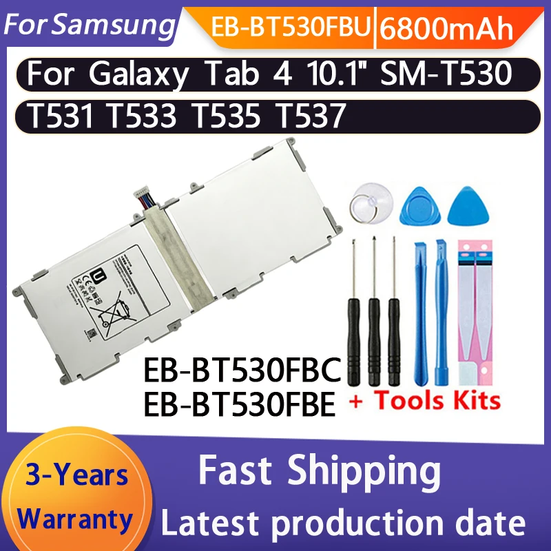 Фото НОВАЯ батарея 6800 мАч EB-BT530FBC EB-BT530FBE для Samsung Galaxy Tab 4 10.1 SM-T530 T533 T531 T535 T537 EB-BT530FBU для планшета. №1