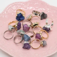 8pcsnatural stone crystal bud agate irregular ring for jewelry makingdiy rings accessories healing gems charm gift wedding party