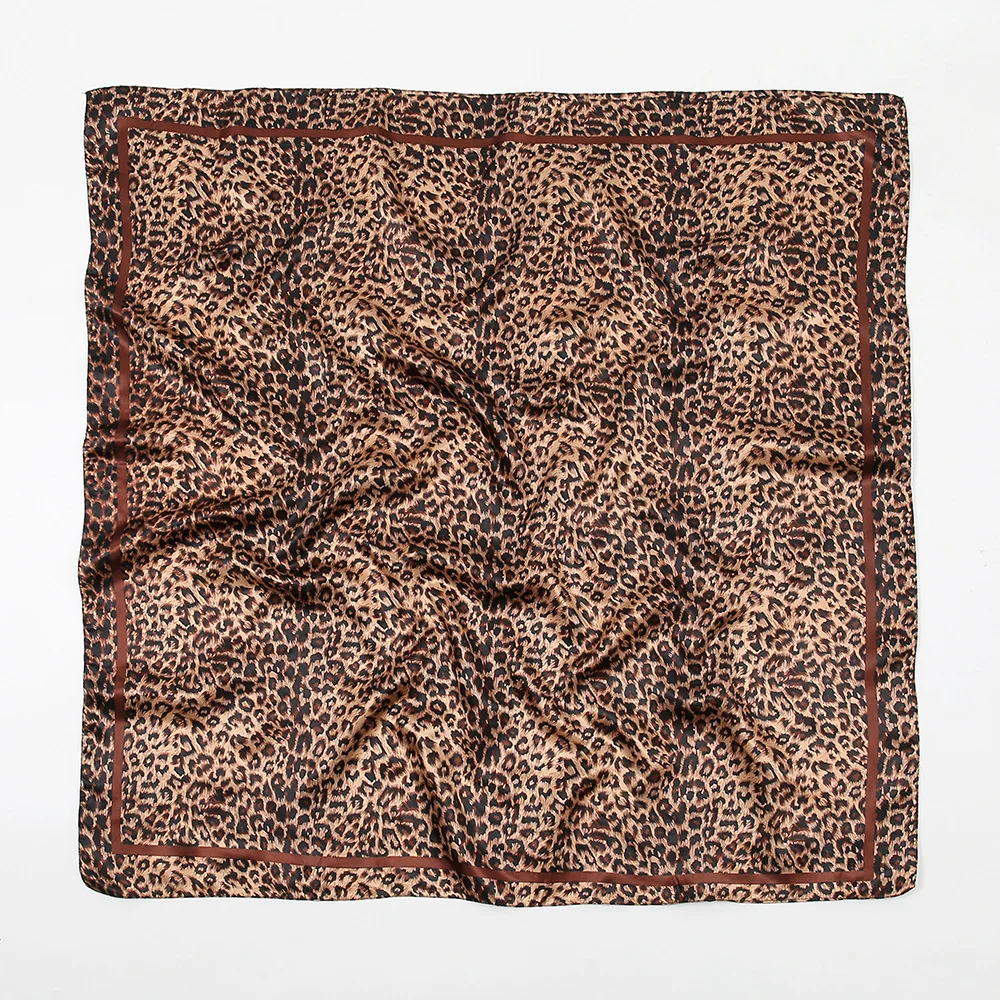 Модный Леопардовый шарф BOHOWAII хиджаб шаль шелковые повязки для волос атласные