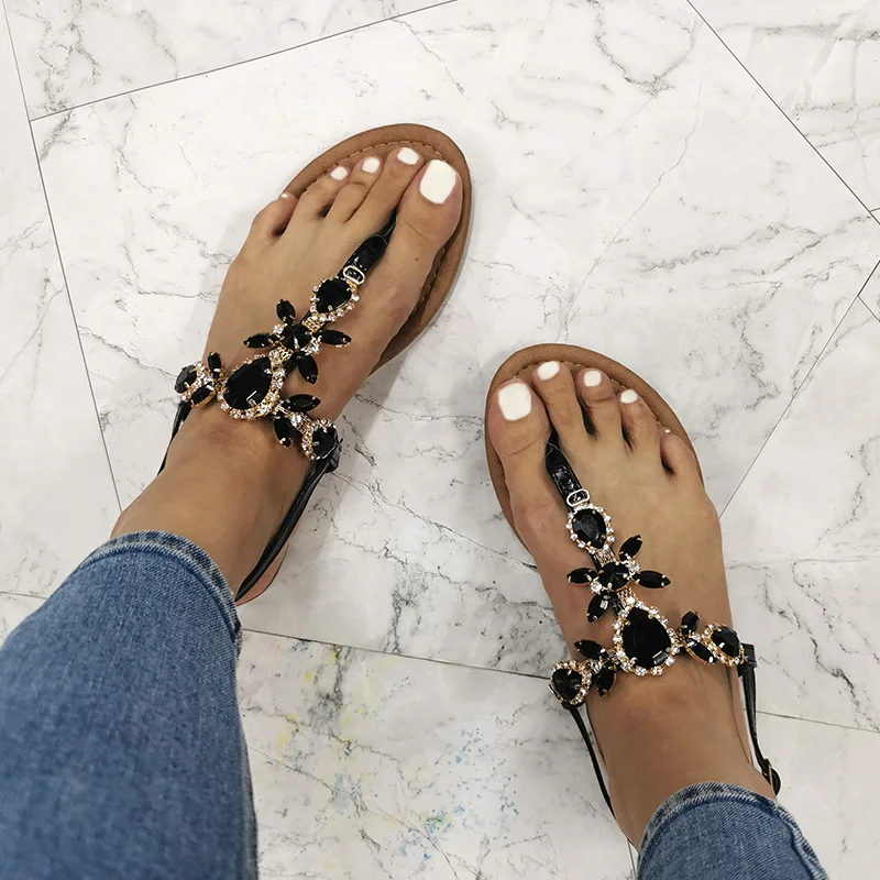 

Сандалии женские уличные со стразами, модные простые удобные босоножки-гладиаторы, повседневная обувь с пряжкой, лето 2022