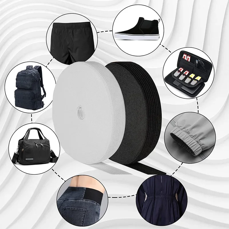 5 метров 15-60 мм белая/черная нейлоновая высокоэластичная катушка вязаные