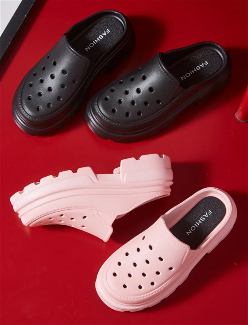 High Heels Sandals Women Clogs Summer 6.5cm Increase Platform Woman Waterproof Slippers Non-slip Sandals Fashion Garden Shoes