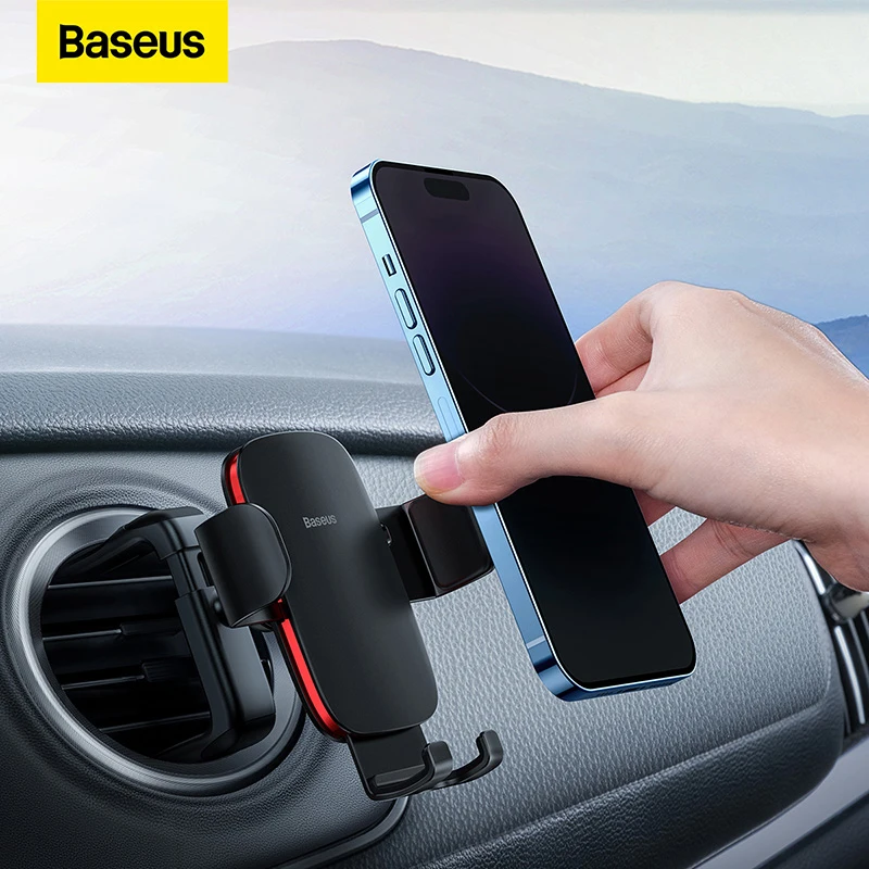 

Baseus Car Clamp Mount Mobile Phone Holder Bracket Car Air Vent Phone Holder For iPhone 14 Samsung for Round Air Vent Outlet