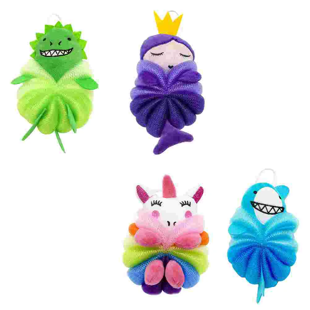 

4 Pcs Tools Kids Children's Bath Ball Rubbing Shower Balls Mesh Lovely Scrubbers Bubble Makers Foaming Baby