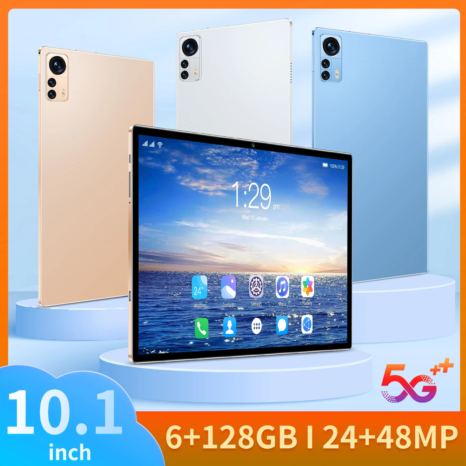 

Новинка, 10,1-дюймовый планшет, Android 10,1, восемь ядер, телефон, Google Play, 6 ГБ ОЗУ, 10,0 Гб ПЗУ, планшетный ПК, Wi-Fi, Bluetooth, Type-C