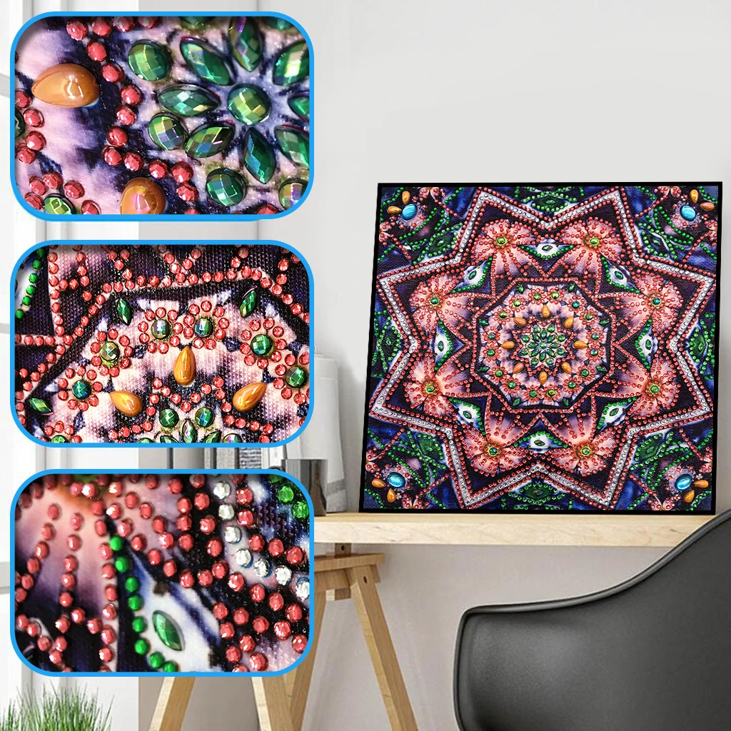

Special Shaped Diamond Painting Flower Printing Pattern DIY 5D Partial Drill Cross Stitch Kits Crystal Rhinestone Embroidery Art