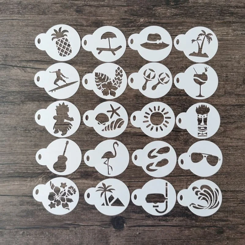 

20 шт. трафарет для кофе, форма для выпечки, форма для торта, трафареты для украшения латте, капучино, аксессуары для кофе, трафареты для барис...