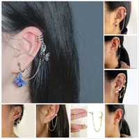 creative simple butterfly alloy silver metal ear clips jewelry for women earrings 2022
