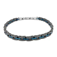 runda mens bracelet black in ceramic with stainless steel link chain adjustable size 21cm fashion bracelet luxury brand men