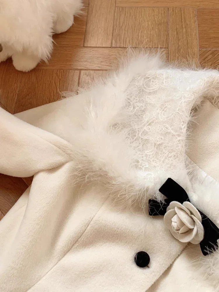 Женский шерстяной костюм элегантный зимний из двух предметов пальто с