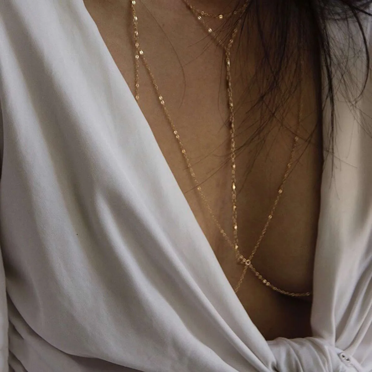 

Sexy triangle geometric tassel chain chest chain