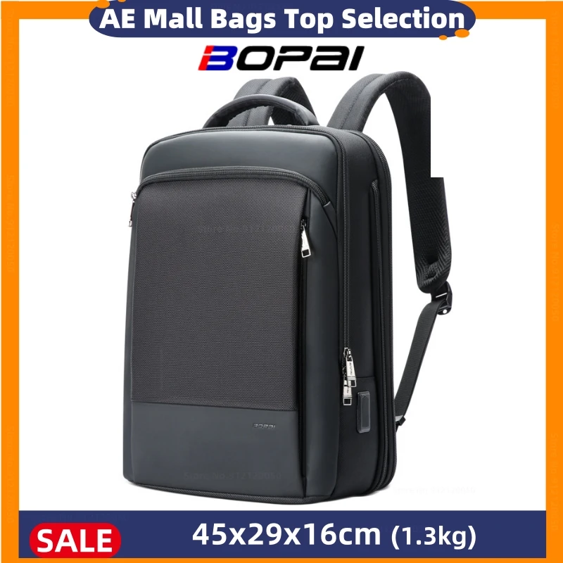 BOPAI мужской офисный рюкзак расширяемый дорожный большой емкости