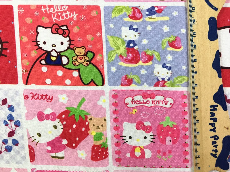 Мультяшный Hello Kitty 100% хлопчатобумажный материал лоскутное шитье рукоделие ткань