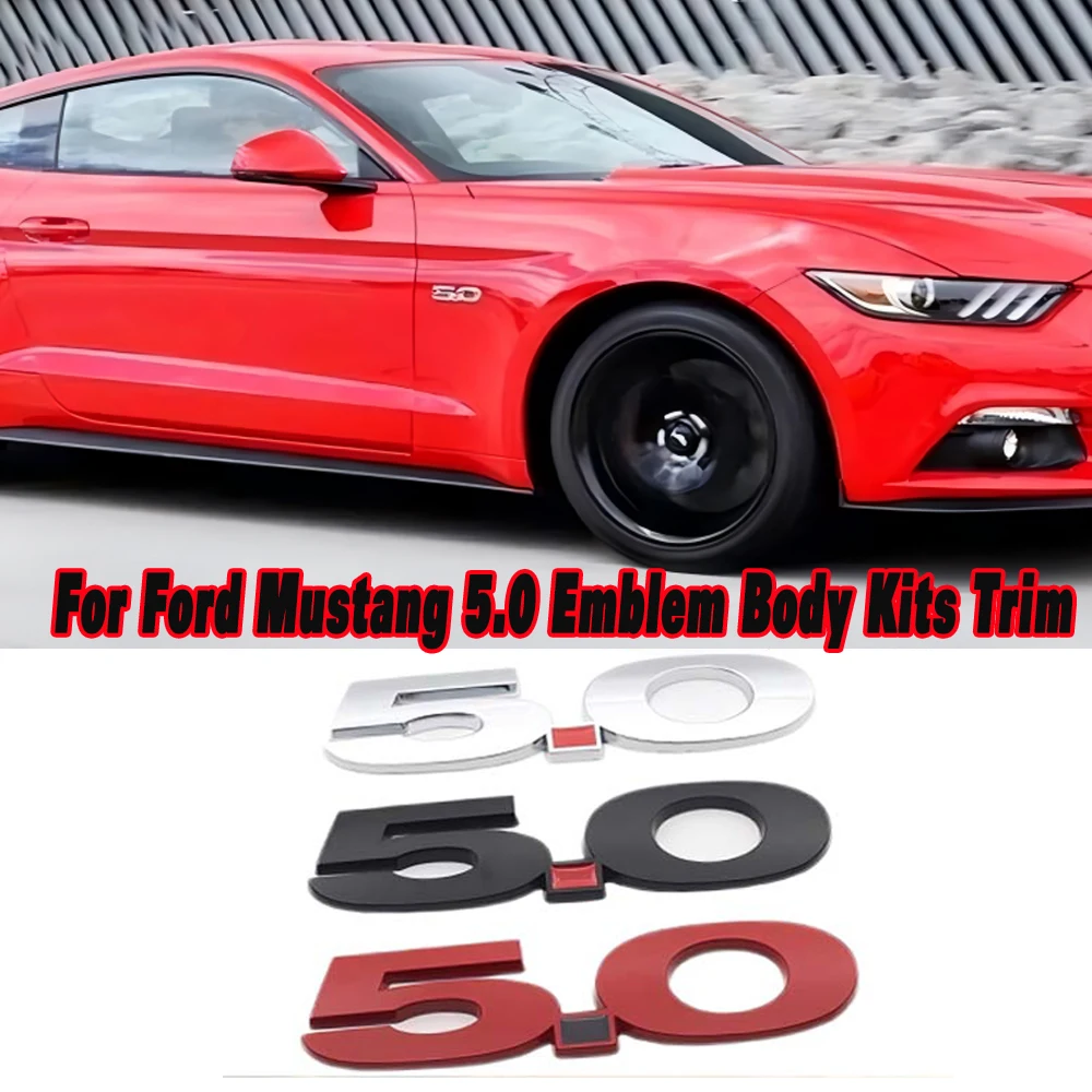 Фото Универсальная 3D металлическая эмблема 5.0 для Ford Mustang, декоративная наклейка на боковую часть автомобиля, боковое крыло, багажник, элементы кузова №3