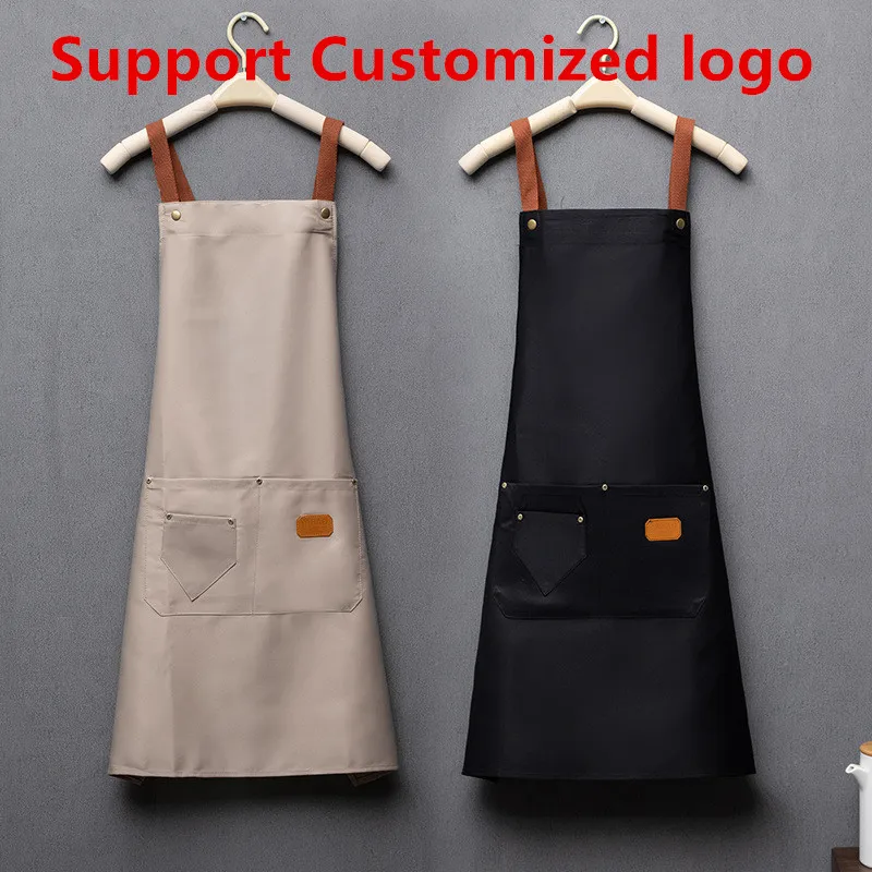 

Водонепроницаемые холщовые Кухонные фартуки для женщин и мужчин, для гриля, ресторана, бара, магазина, кафе, молочного чая, студийная форма для гвоздей под заказ 2 #