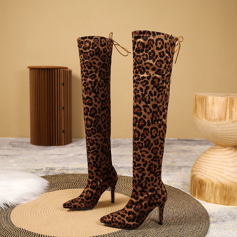 Женские модные хлопковые сапоги на тонком каблуке новые зимние замшевые до