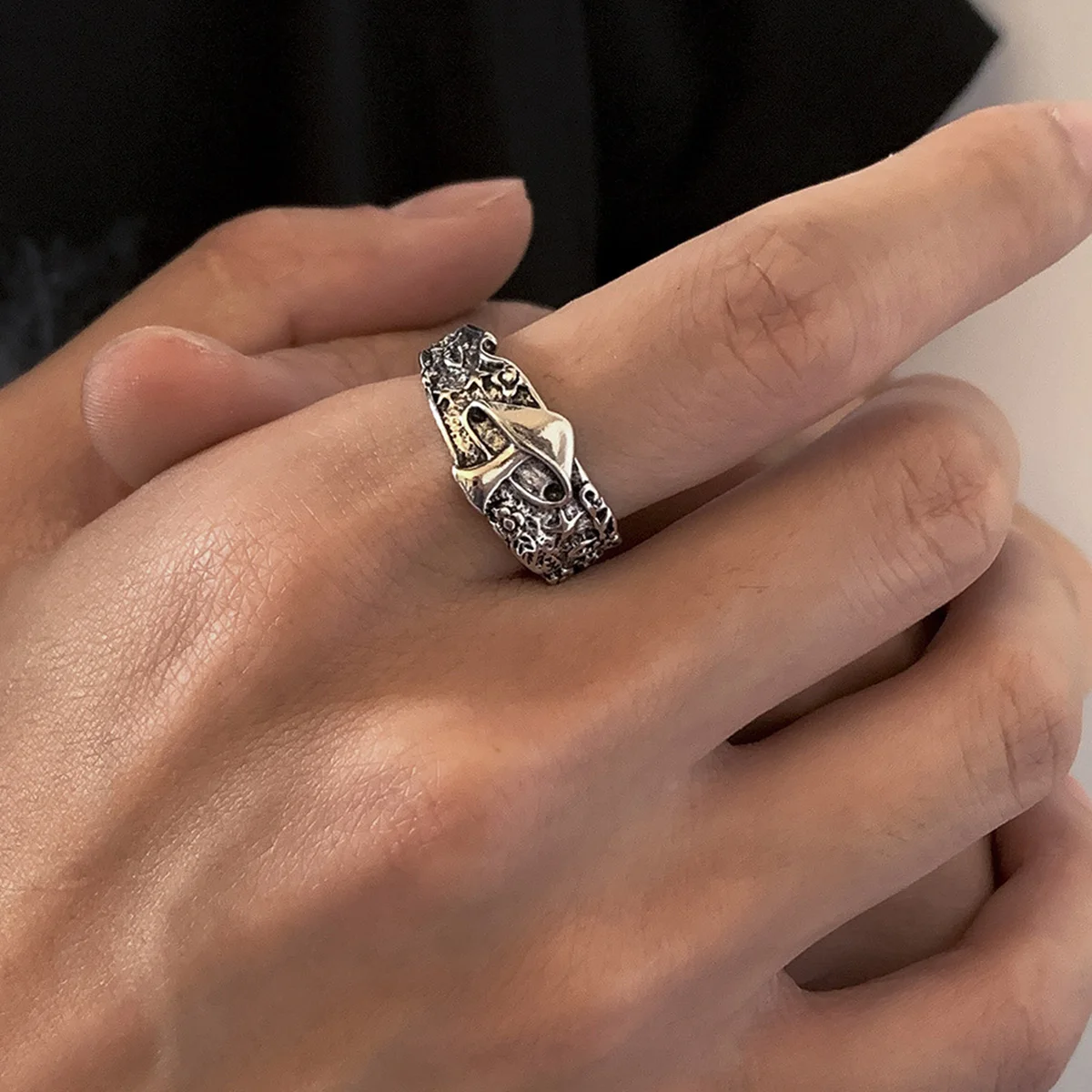 

Silver Color Mushroom Ring for Men 2022 Retro Hip Hop Design Vintage Man Y2k Rings Grunge Gothic Small Size Wholesale Jewelry