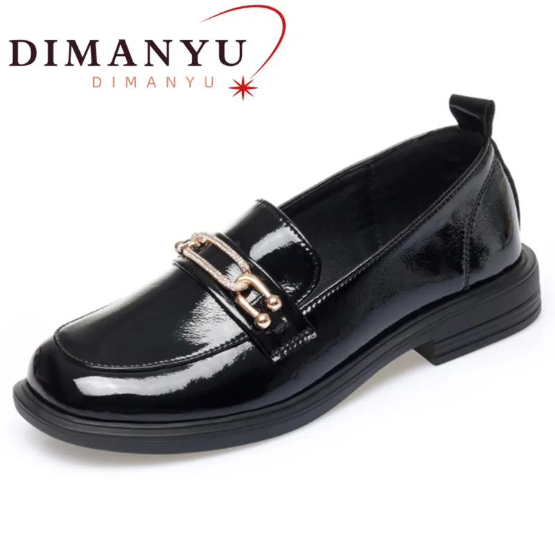 DIMANYU Loafer Shoes Women Genuine Leather 2023 New Plus Size 41 42 43 Slip-on Women Spring Shoes Shiny Non-slip Ladies Shoes