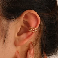 korean style geometric circle ear clips for women zircon shiny hollow twisted earrings fashion non pierced ear cuff jewelry