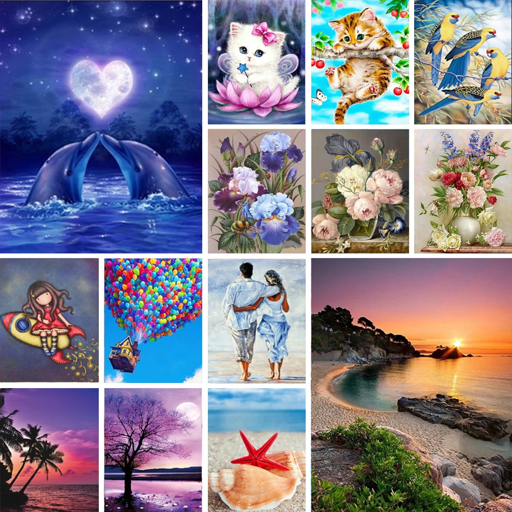 Набор для алмазной живописи 5D мозаика с кошкой дельфином животным пейзаж сделай