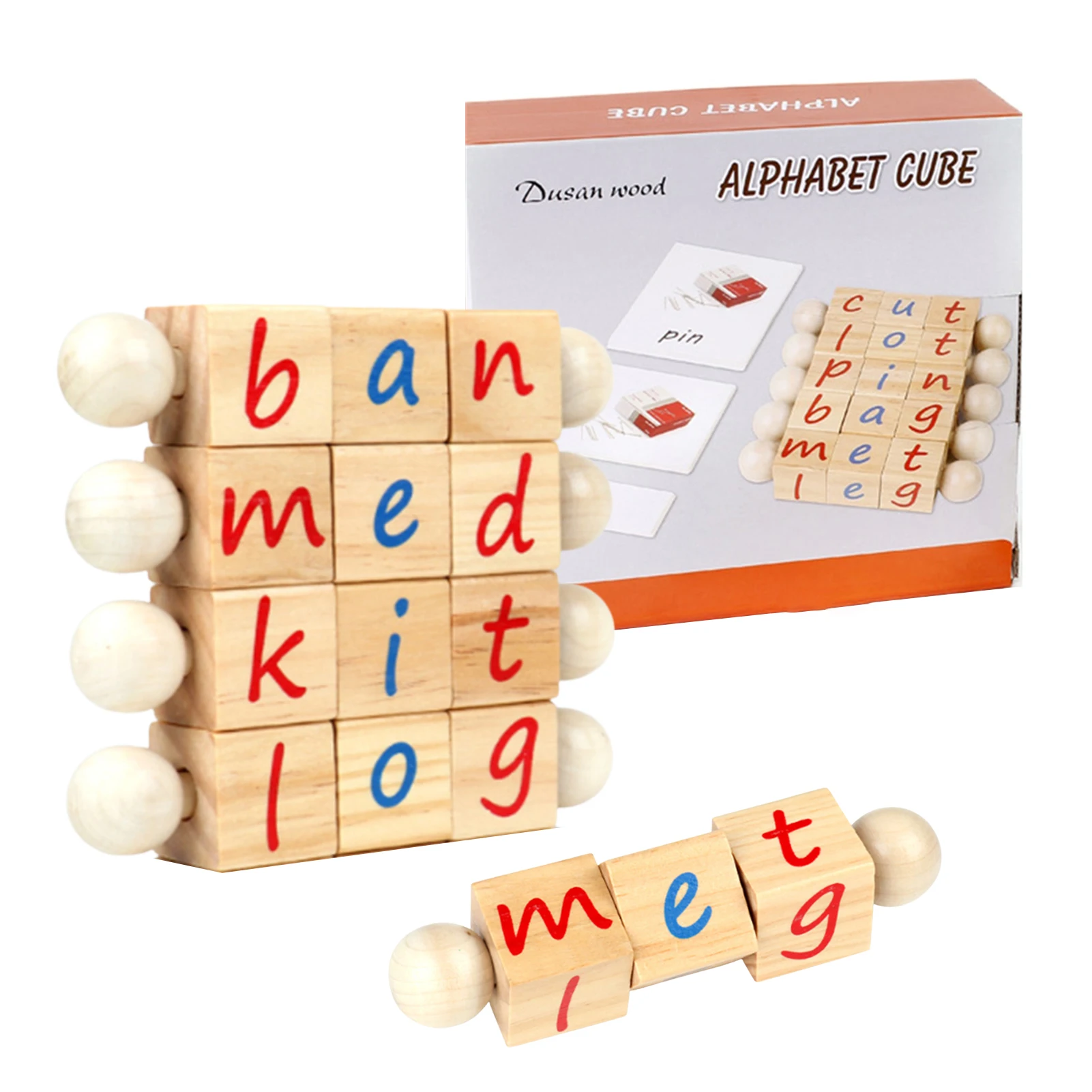 

Деревянные блоки ABC, спиннинговые блоки алфавита с 42 искусственными зрителями, учебные игрушки Монтессори для мальчиков и девочек