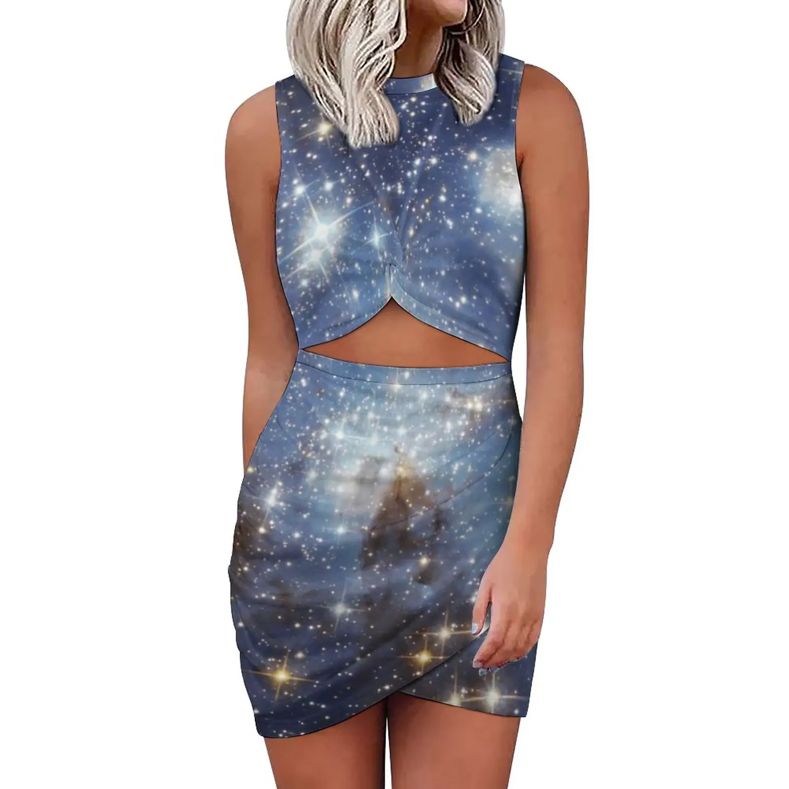 

Женское облегающее платье с принтом в виде звезд