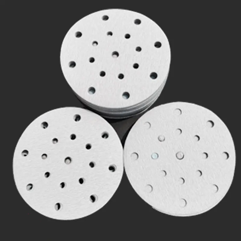 ATPRO 6 Inch 17 Hole Flocking Dry Sanding Paper Round White Sand Frosted BrushedSheet Car Putty Polishing Spray Paint 20 Pieces