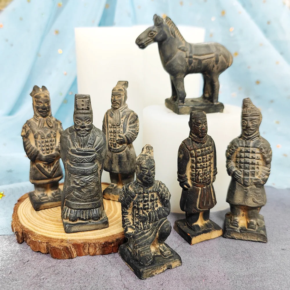 

Terracotta Warriors and Horses Children's Excavation Archaeological Silicone Mold Drop Glue Clay Concrete Plaster Ornament