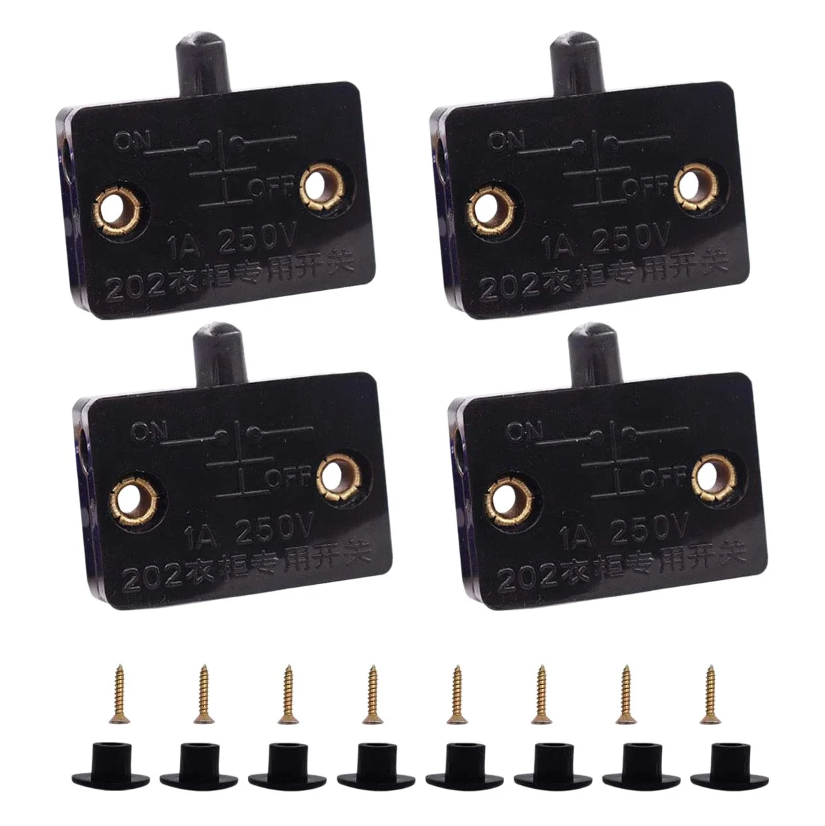 

4 Pcs Cabinet Door Switch Cabinet Lamp Switch Drawers Open on Close Door Applicable to 12V 24V 110V Black