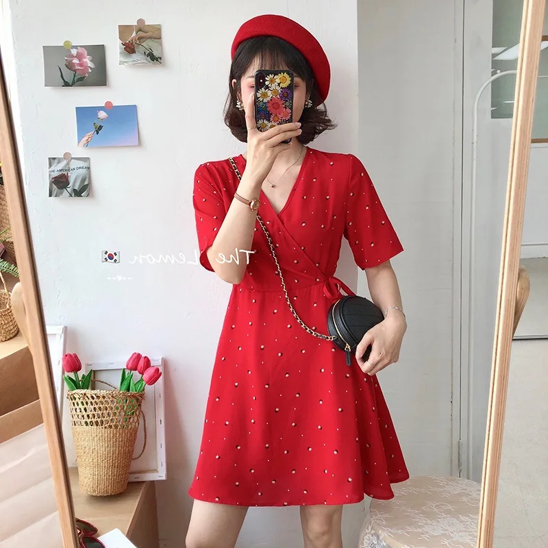 

2022 summer large women's dress slim elegant sweet Princess dress floral skirt