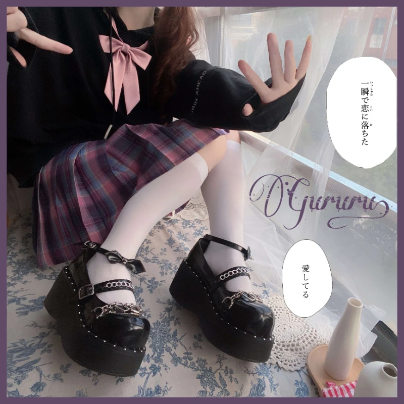 

Brand New Sweet Cute Mary Janes Women's Pumps Wedges High Heels Platform Pumps Female Gothic Girls Lolita Punk Shoes
