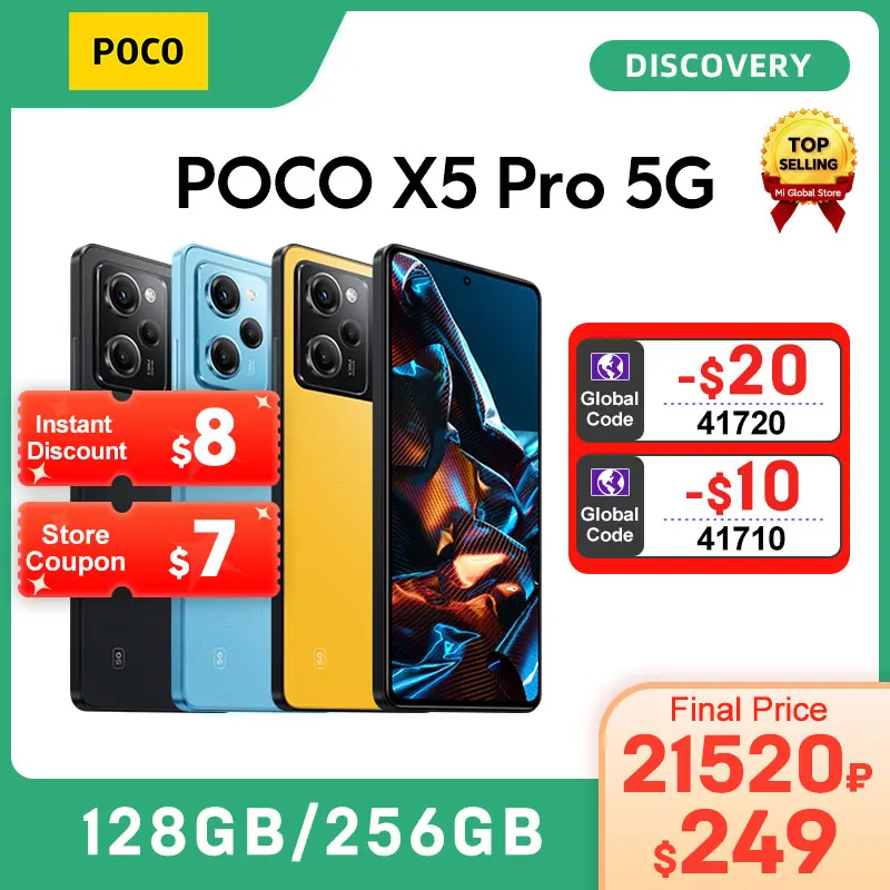 New POCO X5 Pro 5G Global Version Smartphone 128GB/256GB Snapdragon 778G 120Hz Flow AMOLED DotDisplay 108MP 67W NFC