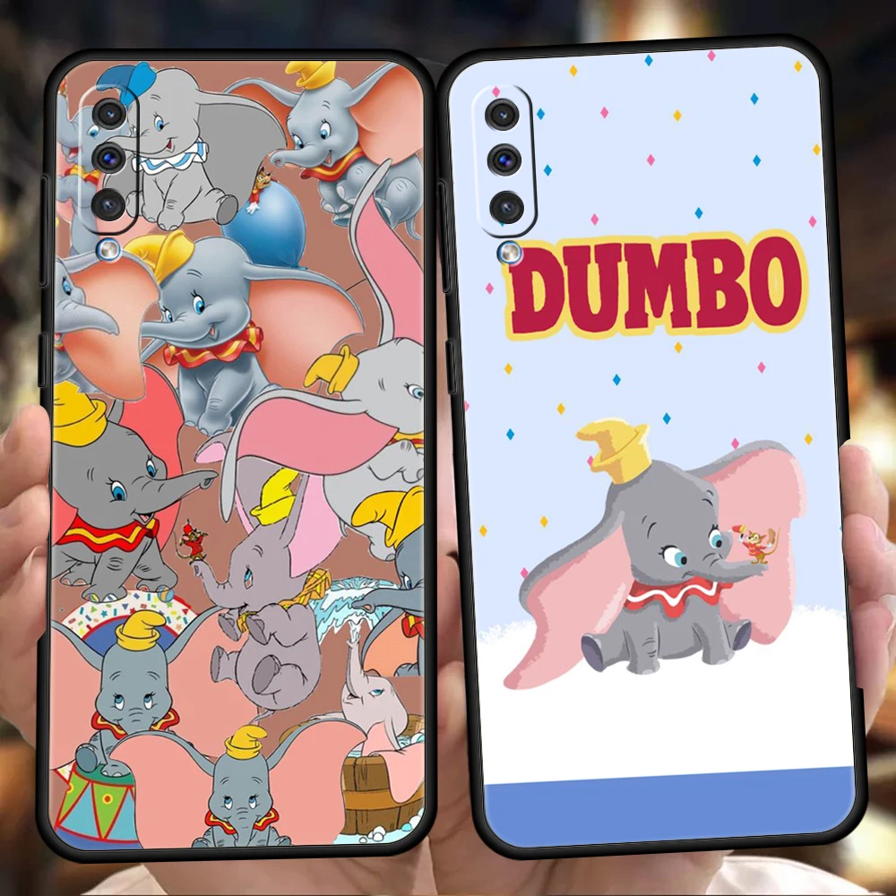 

Anime Dumbo Phone Case For Samsung Galaxy A12 A22 A50 A70 A20 A10 A40 A42 A52 A20S A02 A03 A04 5G Black Silicone Cover Fundas