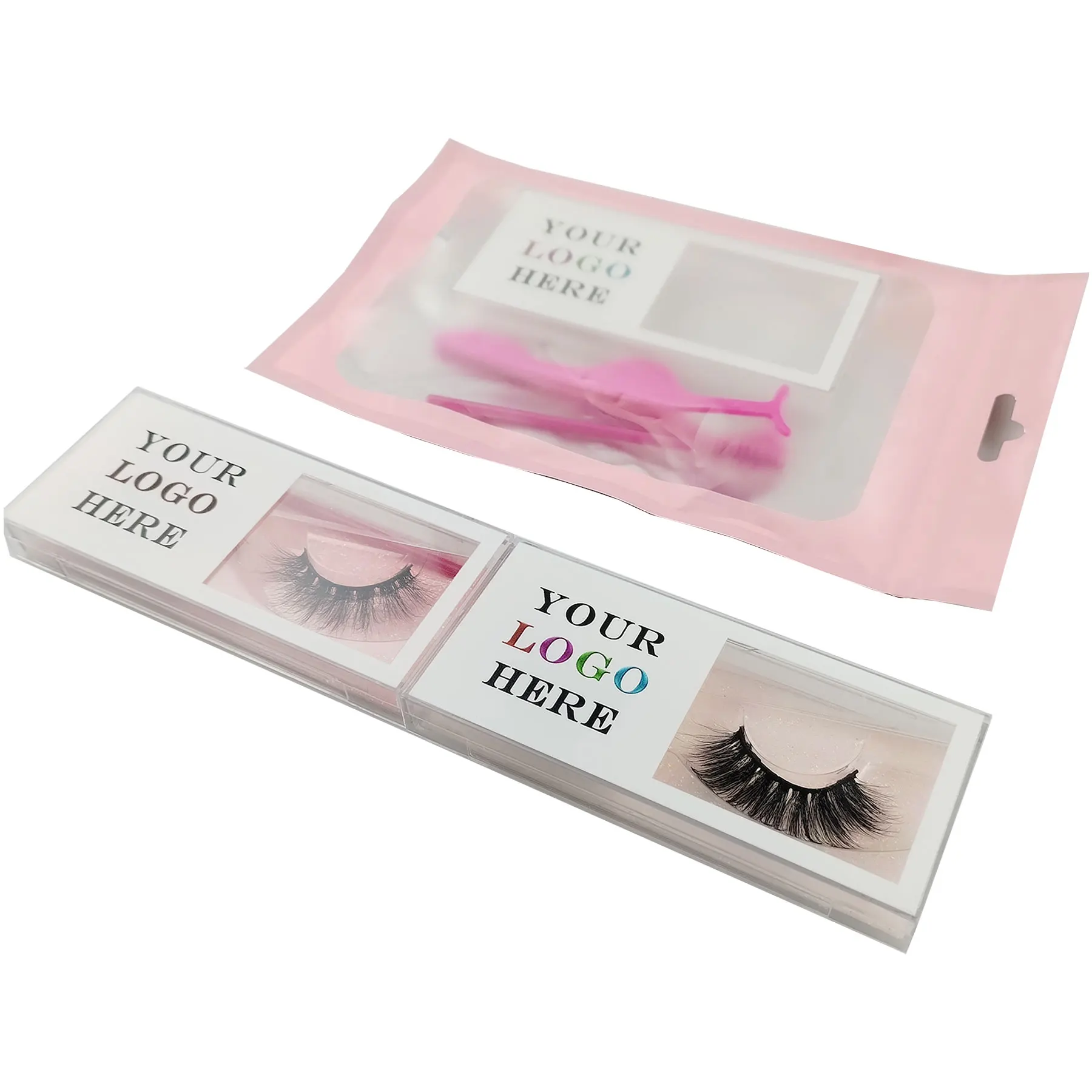 

Foxyfox Wholesale Natural Russian Eyelash Case Plastic Sliding Clear Boxes 20/50pcs Custom Lash Boxes Packaging Private Logo