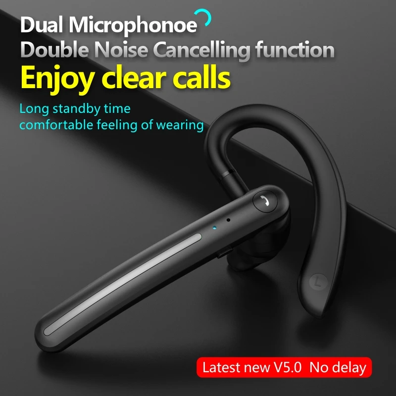 Купи Business Bluetooth Headset Bluetooth 5.0 Earpiece Handsfree Earphone Mini Wireless Earphone Noise Reduction For iPhone xiaomi за 821 рублей в магазине AliExpress