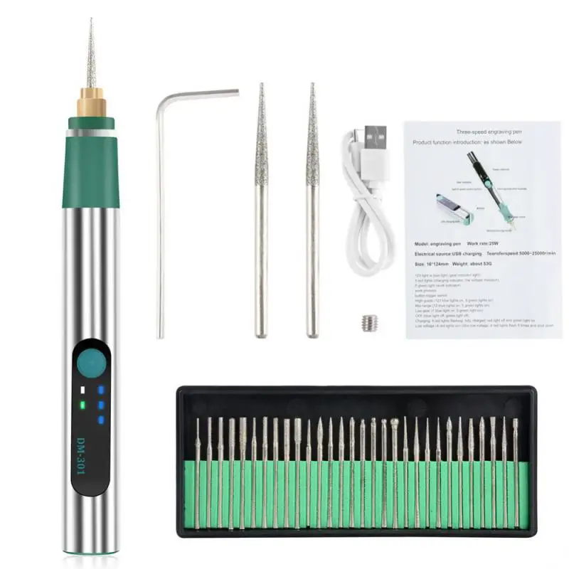 

25W Electric Engraver Pen Set Mini Grinding Machine Engraver Drill Nail Machine Metal Lettering Marking Machine