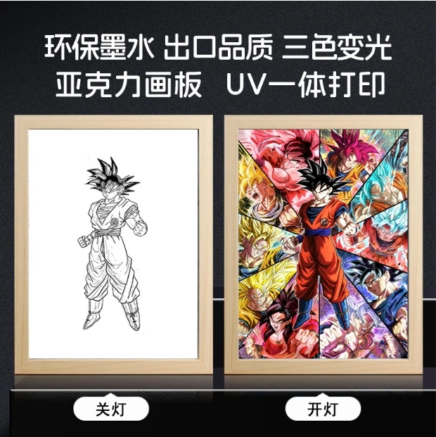 Dragon Ball Goku аниме фигурка Genshin Impact световая картина фоторамка светодиодные лампы