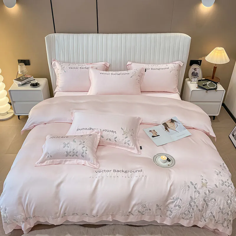 Летний легкий роскошный комплект из четырех предметов 100-х годов Lanjing Tencel