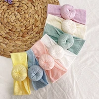 21pclot fashion solid color cotton bows headband baby round knot elastic hair bands toddler girls headwear infant headwrap kids
