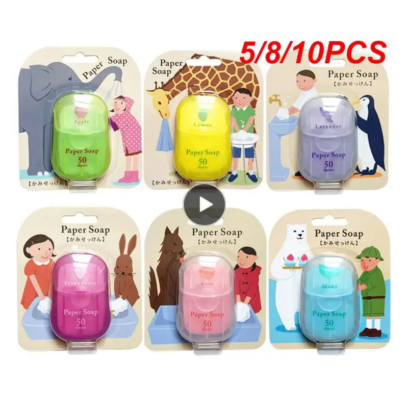 

5/8/10PCS Mini Clean Scented Slice Sheets Soap Paper Flakes Soap Paper Disposable Hand Washing Tablet Bathroom Supplies