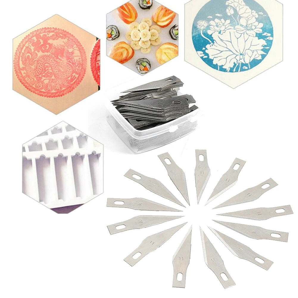 

50/100pcs Carving Blade Box For X-acto Exacto SK5 Graver Hobby Wood Fruit Food Metal Craft Sculpture Cutting Disc Tools