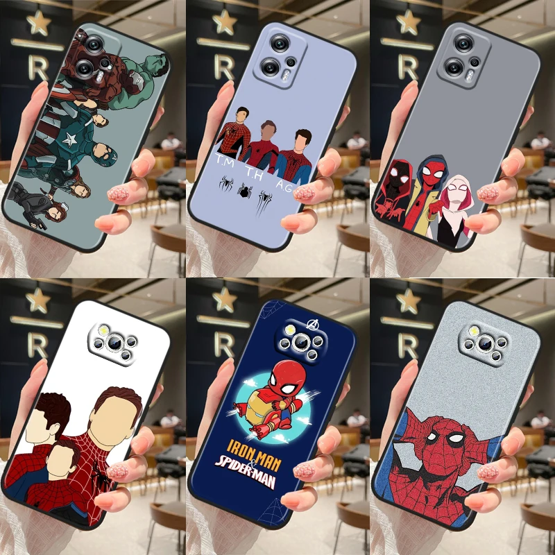 

cute spiderman avengers For Xiaomi Poco M5 M4 X4 X3 F3 GT NFC M3 C3 M2 F2 F1 X2 Pro Silicone Black Phone Case Cover