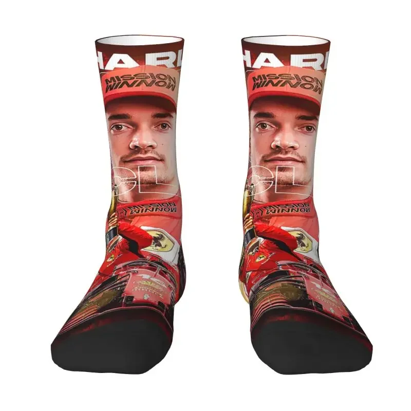 

Fun Men'S Racing Driver Leclerc Charles Dress Unisex Warm Breathbale 3D Printing Formula One Crew Socks