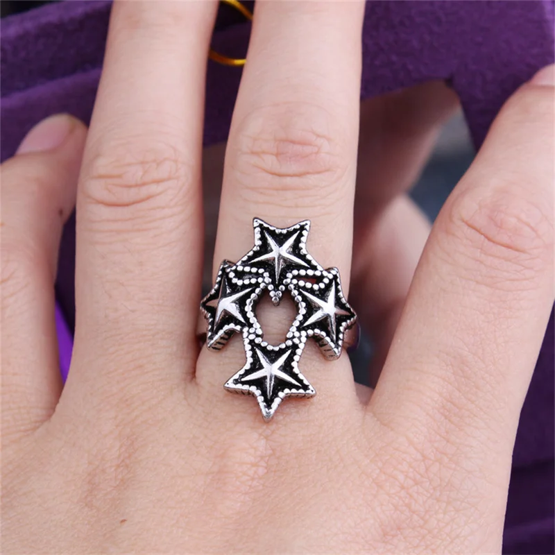 

Fashion Woman Rings Stars Resizable Opening Retro Punk Hip Hop Anniversary Engagement Wedding Jewelry Men Rings
