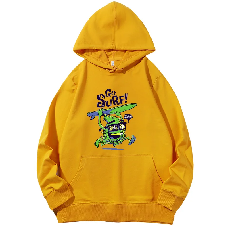 Surfing Weed Cartoon Mascot Unisex graphic Hooded sweatshirts fashion cotton essentials hoodie Spring Autumn Men's sportswear