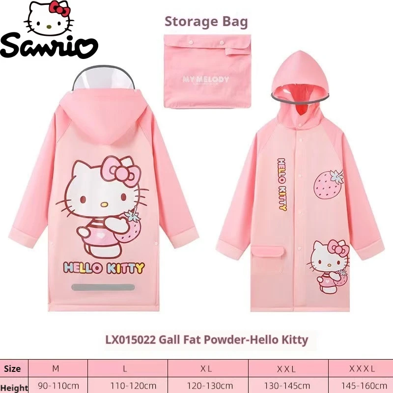 Sanrio мультфильм Hello Kitty Y2k утолщенный и удлиненный детский дождевик Kuromi Melody Cinnamoroll