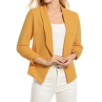 2021 new spring all match jacket women buttonless three quaret sleeve slim short blazer simple solid colors casual office blazer