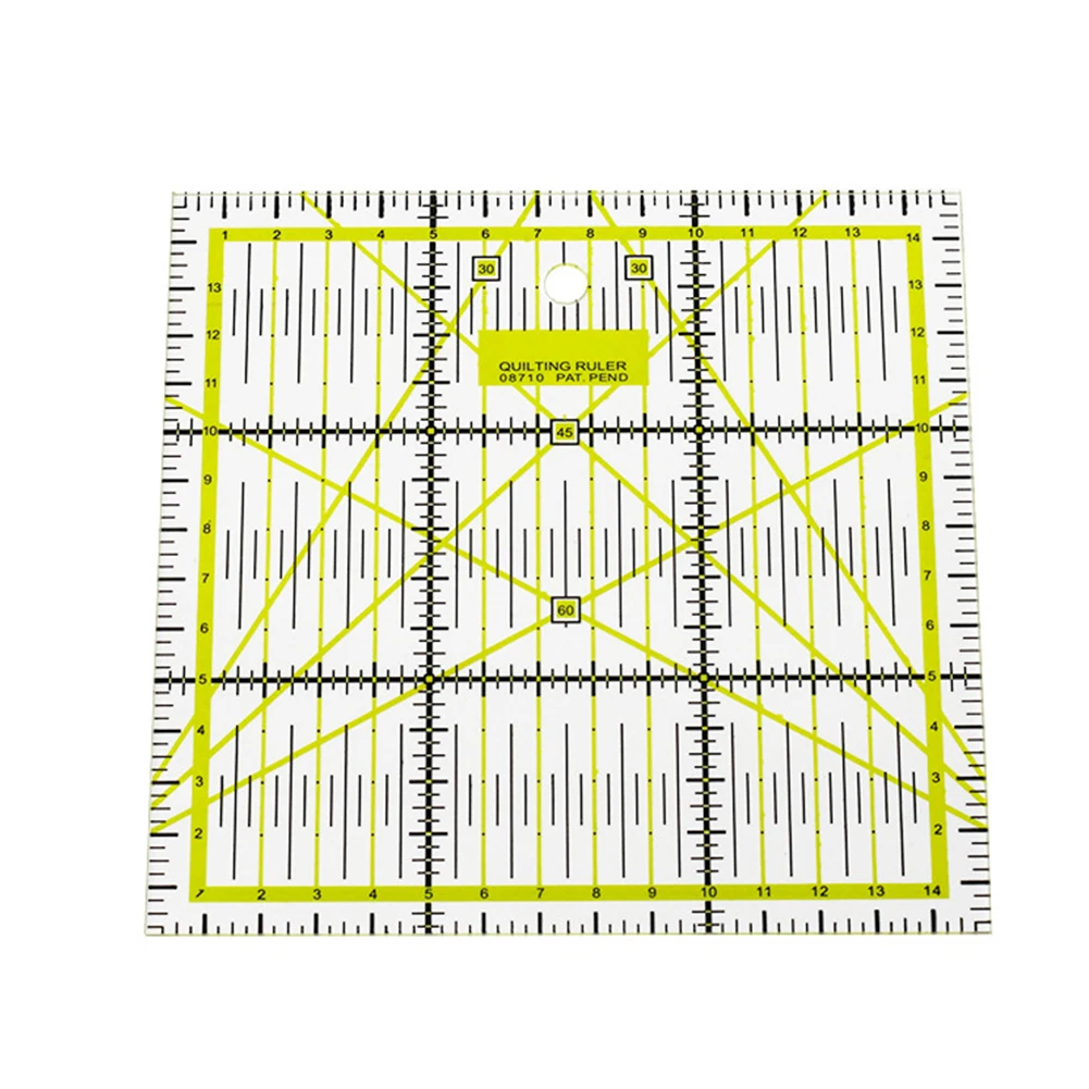 

Acrylic Quilting Ruler Multi-Function Drawing Rulers Double Colour Grid Line Sewing Measuring Patchwork Yardstick Ruler 15x15cm